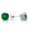 Cut in a graphic shape, Crislu's faceted emerald-colored cubic zirconia stone earrings showcase the bold beauty of these gems. Wear these studs to give every look a flash of color.