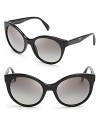 Prada brings its elegant aesthetic and mastery of '50s style to the ultra-fashionable cat eye in these appealing sunglasses.