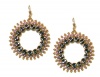 Catherine Popesco 14K Gold Plated Double Circle Filigree Dangle Earrings with Black Diamond Swarovski Crystals