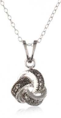 Sterling Silver Black-Diamond Love Knot Pendant Necklace