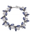 Carolee sets off this flex bracelet with tiny navettes mingling with glass stones to a stunning effect. Crafted from silver-tone mixed metal, the bracelet makes for a sparkling addition to your evening. Approximate length: 7-1/2 inches.