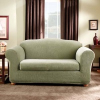 Sure Fit Stretch Stripe 2-Piece Loveseat Slipcover, Sage