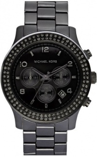 Men's Black Ceramic Black Dial Swarovski Crystal Accents Quartz