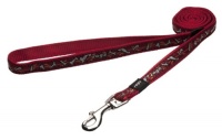 Rogz Fancy Dress Medium 5/8-Inch Scooter 6-ft Long Fixed Dog Lead, Bones on Red Design