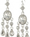 Nine West We Do I Do Crystal Silver-Tone Crystal Fish-Hook Chandelier Drop Earrings