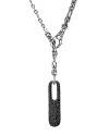 John Hardy Long Rectangular Drop Pendant with Black Sapphire on Kali Link Necklace, 22