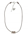 Subtle enough to blend with your best outfit, yet stylish enough to make a statement. Fossil's chic necklace features a chocolate leather cord strung with vintage-style silver tone, brass tone, and rose gold tone mixed metal beads accented with crystals. Approximate length: 16 inches + 2-inch extender.