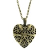 1.5 Filigree Heart Shaped Locket Pendant Necklace With 28 Chain