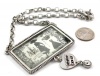 Beautiful Bella Essentials Vintage Rectangle Paris Lady and Heart Crown Double Charm Necklace on Linked Toggle Antiqued Silver Chain with Crystal Accents