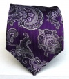 100% Silk Woven Plum Italian Paisley Tie