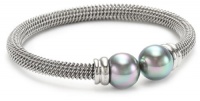 Majorica 12mm Pearls on Stainless Steel Bangle Bracelet