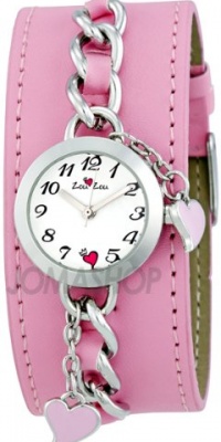 Zou Zou White Dial Faux Pink Leather Cuff Ladies Watch ZRT6012