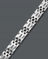 Polish and sophistication combine on this stately men's bracelet. A trendy link chain in stainless steel highlights round-cut black diamonds in threes (3/4 ct. t.w.). Approximate length: 8-1/2 inches.