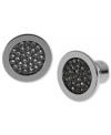 Sharp style from Michael Kors. With a sliced face with pave accents, these stud earrings are a sparkling treat. Crafted in silver tone mixed metal. Approximate diameter: 1/2 inch.