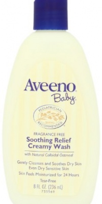 Aveeno Baby Soothing Relief Creamy Wash, Fragrance Free, 8 Ounce  (Pack of 2)