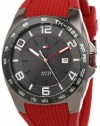 Tommy Hilfiger Men's 1790886  Sport Grey Ion-Plated Bezel Red Silicon Strap Watch