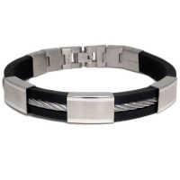 Mens Rubber & Stainless Steel Mechanized Bracelet