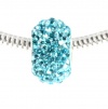 Aqua Blue Swarovski Crystal Bead, Highest Quality 925 Sterling Silver Full Core Pandora Style Bracelet Bead