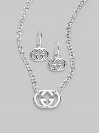 EXCLUSIVELY AT SAKS. From the Silver Britt Collection. Iconic interlocking G design in polished sterling silver.Sterling silver Necklace length, about 17 ½ Pendant width, about ¾ Earring length, about 1 Lobster clasp closure Ear wires Made in Italy 