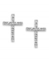 A stylish way to express your faith. These sparkling cross-shaped stud earrings feature petite round-cut diamonds (1/10 ct. t.w.) set in sterling silver. Approximate length: 1/2 inch. Approximate width: 1/3 inch.