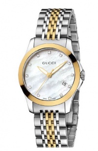 Gucci Women's YA126513 Gucci timeless Steel and Yellow PVD White Dial Watch