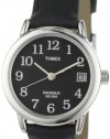 Timex Women's T2N525 Easy Reader Black Leather Strap Watch