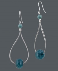 A little splash of color. Avalonia Road's destination-inspired earrings combine pretty teardrops with two teal agate beads (11 ct. t.w.). Set in sterling silver on french wire. Approximate drop length: 1-1/2 inches. Approximate drop width: 1/2 inch.