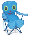 With vibrant colors and adorable Flex Octopus artwork, this portable chair has style to spare! It opens to reveal a comfy seat and handy cup holder, then folds easily to store in the matching cinch-close pouch. With smooth plastic foot pads to protect floors, it's suitable for use indoors or out.