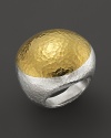 Ensure statement style with this bold, domed ring in hammered 24K yellow gold and sterling silver from Gurhan.