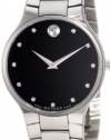 Movado Men's 0606490 Serio Stainless Steel Black Diamond Marker Museum Dial Watch