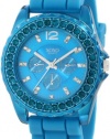 XOXO Women's XO8043 Rhinestone Accent Turquoise Silicone Strap Watch