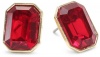 Anne Klein PALATINE Gold-Tone Ruby Red Colored Earrings