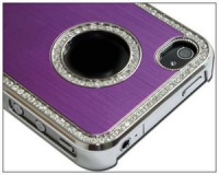 Luxury Bling Czech Rhinestone Case Cover For Apple iPhone 4 4G 4S AT&T and Verizon Silver&Purple