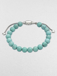 From the Spiritual Bead Collection. Vibrant turquoise beads accented by polished sterling silver.Turquoise Sterling silver Width, about 8mm Diameter, about 2 Adjustable clasp Imported