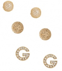 G by GUESS Mesh Covered Pearl Bead and Stud Earring, GOLD