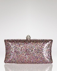 No need to Tweet your whereabouts. This super-cute glitter splashed clutch says she's out for the night, with so much more character. From EXPRESSIONS NYC.