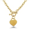 High Polished Gold Plated Stainless Steel Heart Chain Necklace with Toggle Clasp