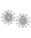 Carolee puts petals to the metal in this pair of earrings. Crafted from silver-tone mixed metal, the stone flower-designed earrings truly sparkle. Approximate diameter: 7/8 inch.