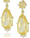 Judith Ripka Candy Candy Pear Drop with Square Stone Canary Earrings