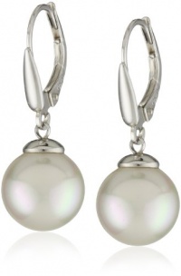 Majorica Sterling Silver 10mm Grey Round Drop Earrings