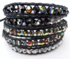 Chan Luu Black Crystal Mix Wrap Bracelet on Natural Black Leather