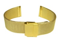 18mm Gold Tone IPG Stainless Steel Wire Mesh Bracelet Watch Band Strap