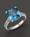 Lisa Nik 18K White Gold London Blue Topaz and Diamond Ring