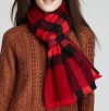 Burberry Patchwork Tweed Cashmere Wool Scarf, Mahogany Red Check