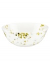 Artsy florals and funky dot designs collide on the eclectic and dreamy Watercolors Citrus serving bowl from Lenox Simply Fine. A sleek silhouette and sophisticated palette of gray, white and olive create a fresh, modern look for casual meals. (Clearance)