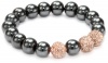 Very Me ''PARIS'' Rose Gold Swarovski Crystal Smoked Agate Silver Tone Skull Hematite-Color Bracelet