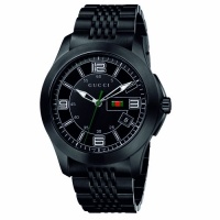 Gucci Men's YA126202 G-Timeless Black Dial Black IP Steel Bracelet Watch