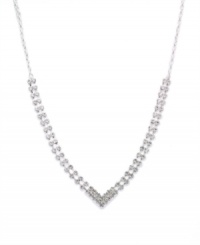 Made in silver tone mixed metal with glittering glass accents, Charter Club's clear rhinestone V-shaped necklace will look dazzling and dramatic for your next evening event! Approximate length: 17 inches + 2-inch extender.