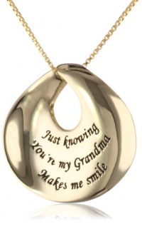 Sterling Silver Just Knowing You're My Grandma Makes Me Smile Contemporary Circle Pendant Necklace , 18