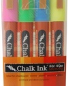 Chalk Ink 6mm Fluorescent Wet Wipe Markers, 4-Pack